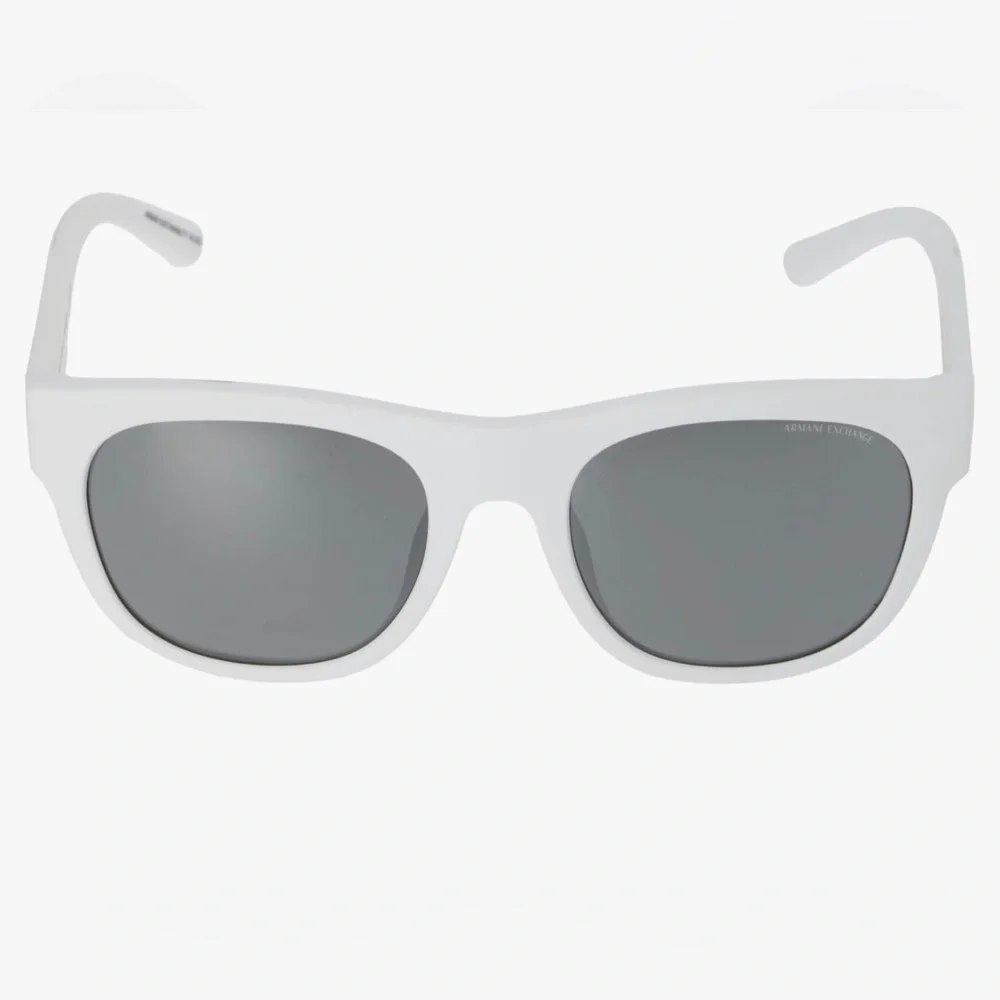 Armani Exchange Man Matte White Frame Grey Mirror Silver Lenses Sunglasses new‎